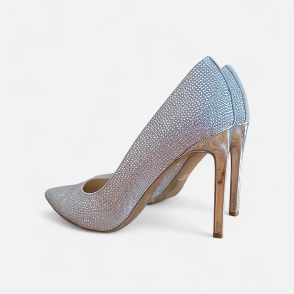 Nine West Tatiah Glass Crystal Encrusted Cinderella Heels Size 9 - Picture 5 of 8